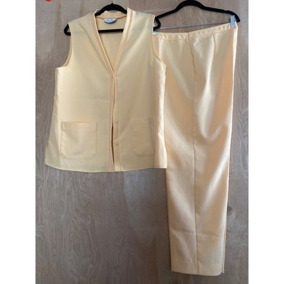 Levis Strauss Co Pants - 1970s Levi's Women's Polyester Leisure Suit "Bend Over" Butter Yellow Vest Pants